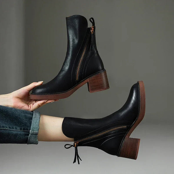 Phoebe - Retro Women's Leather Boots