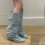 Amélie - Women's Denim Cowboy Boots