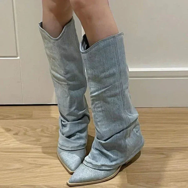 Amélie - Women's Denim Cowboy Boots